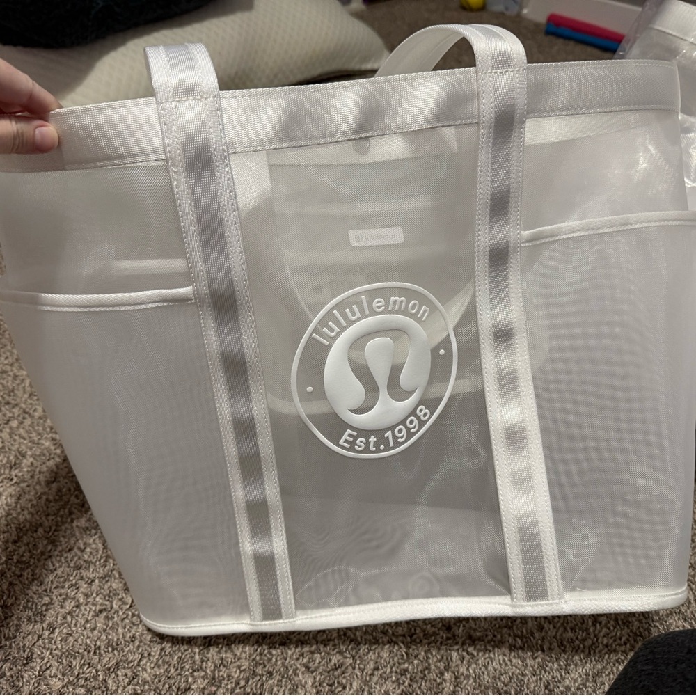 Lululemon White Mesh Tote Bag